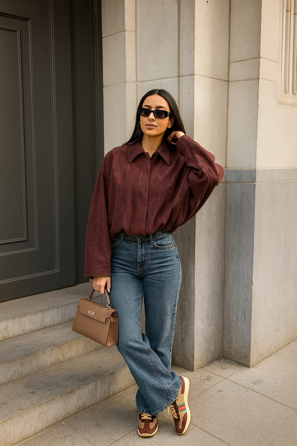 Marie - Chaqueta bomber de Ante Versátil