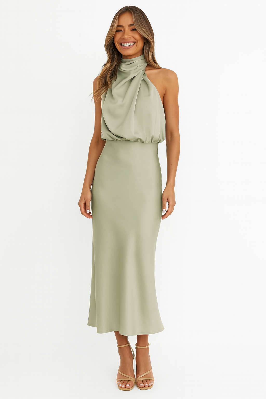 Beley -  Vestido midi con hombros descubiertos
