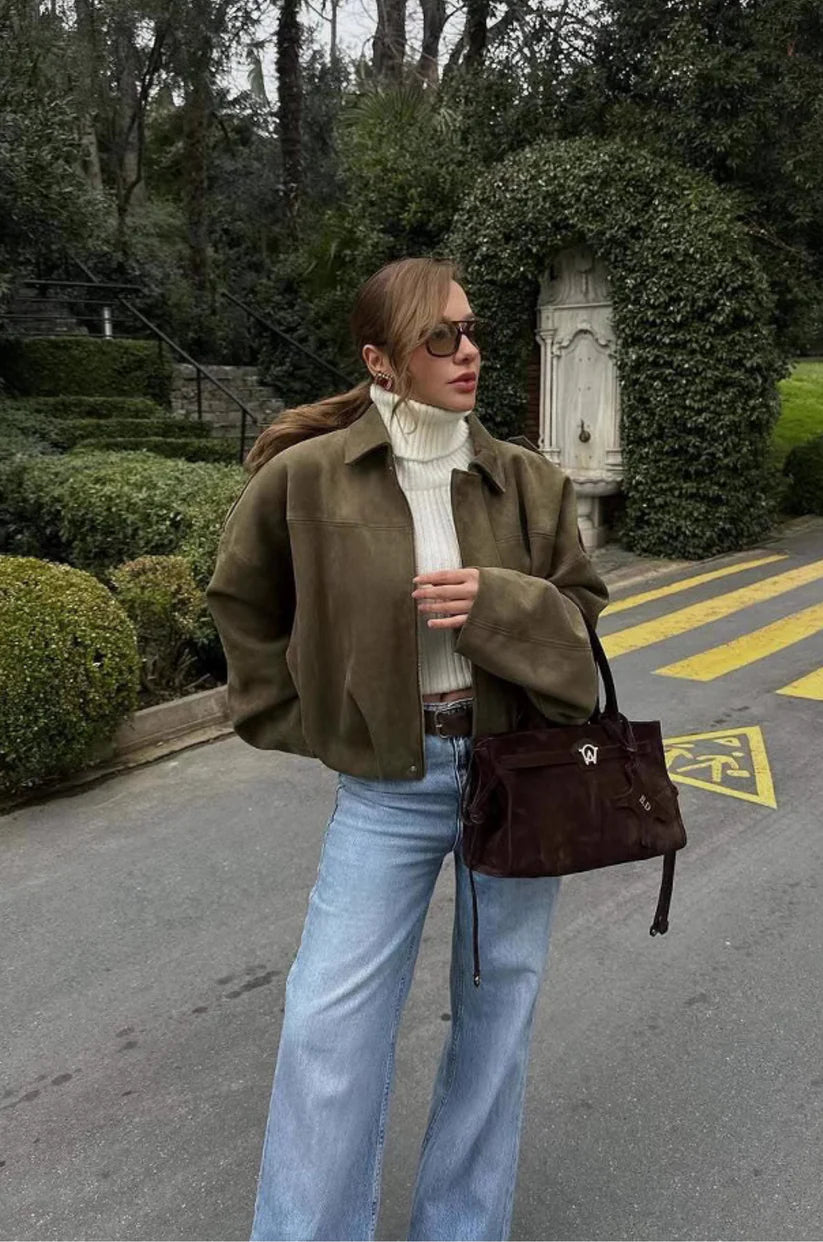 Marie - Chaqueta bomber de Ante Versátil