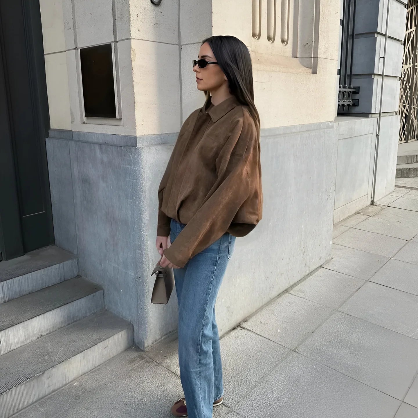 Marie - Chaqueta bomber de Ante Versátil