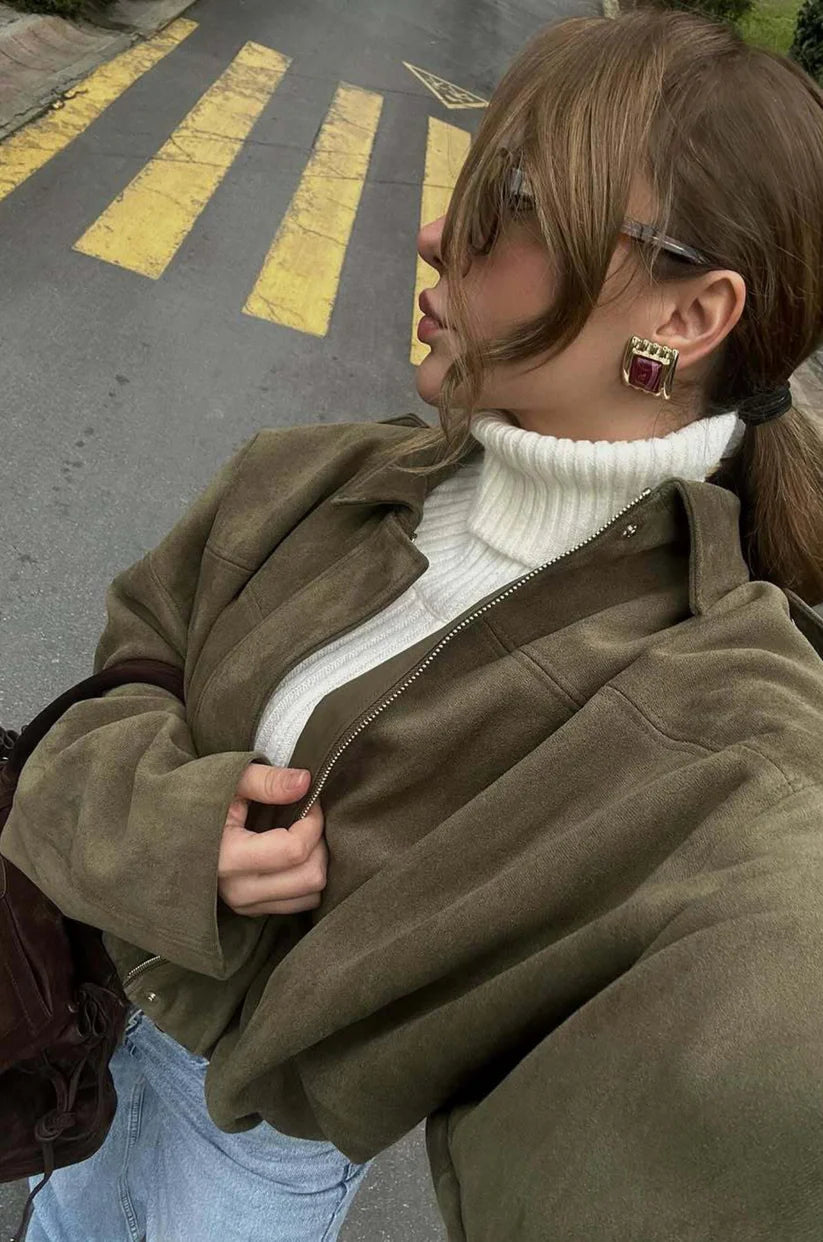 Marie - Chaqueta bomber de Ante Versátil