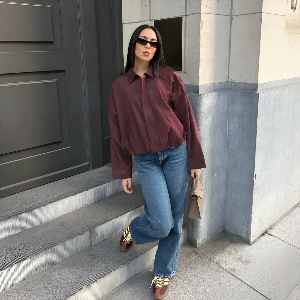 Marie - Chaqueta bomber de Ante Versátil