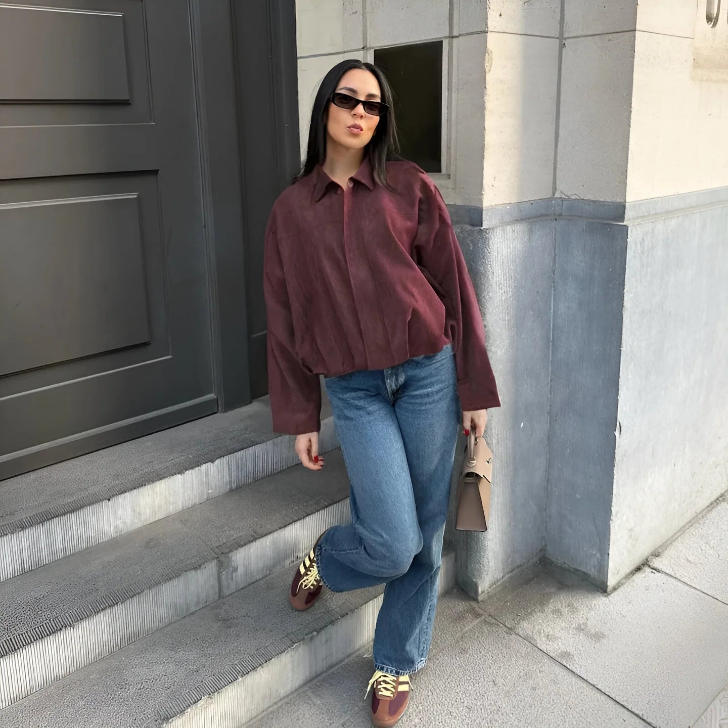 Marie - Chaqueta bomber de Ante Versátil