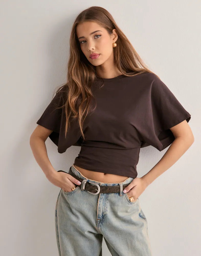 Top Violeva - Cropped con Mangas Anchas