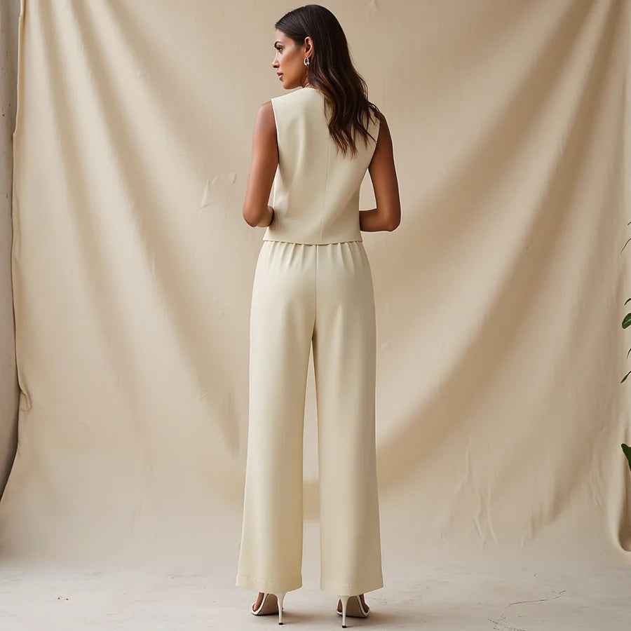 Cora - Conjunto Elegante con pantalón liso favorecedor
